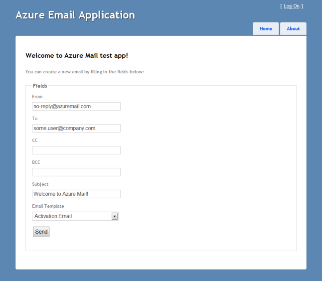 Azure Email MVC 3 Application
