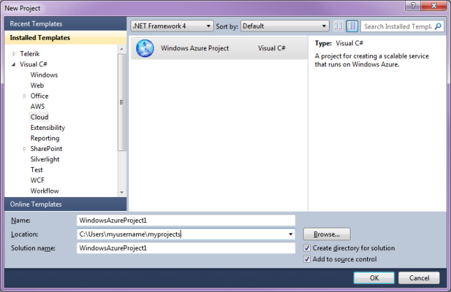 Creating a Windows Azure project